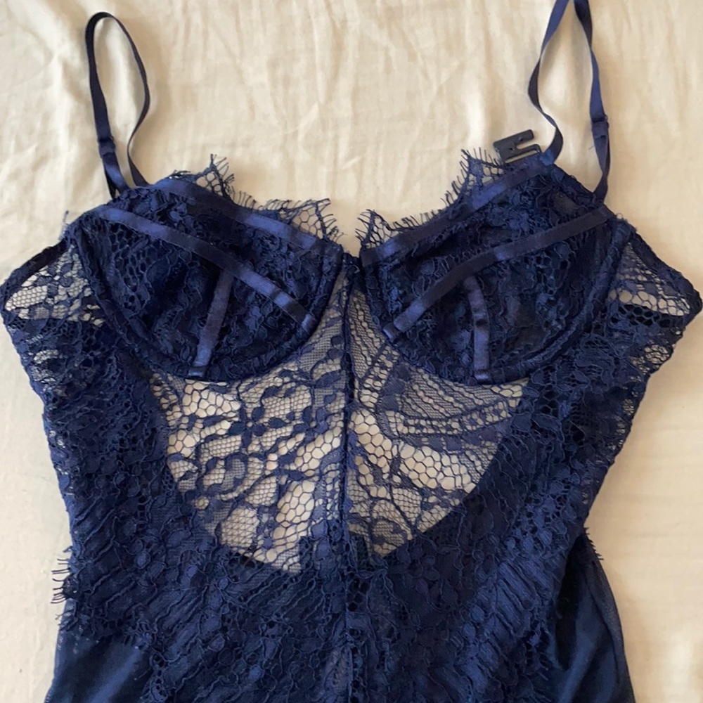Navy blue lace bodysuit